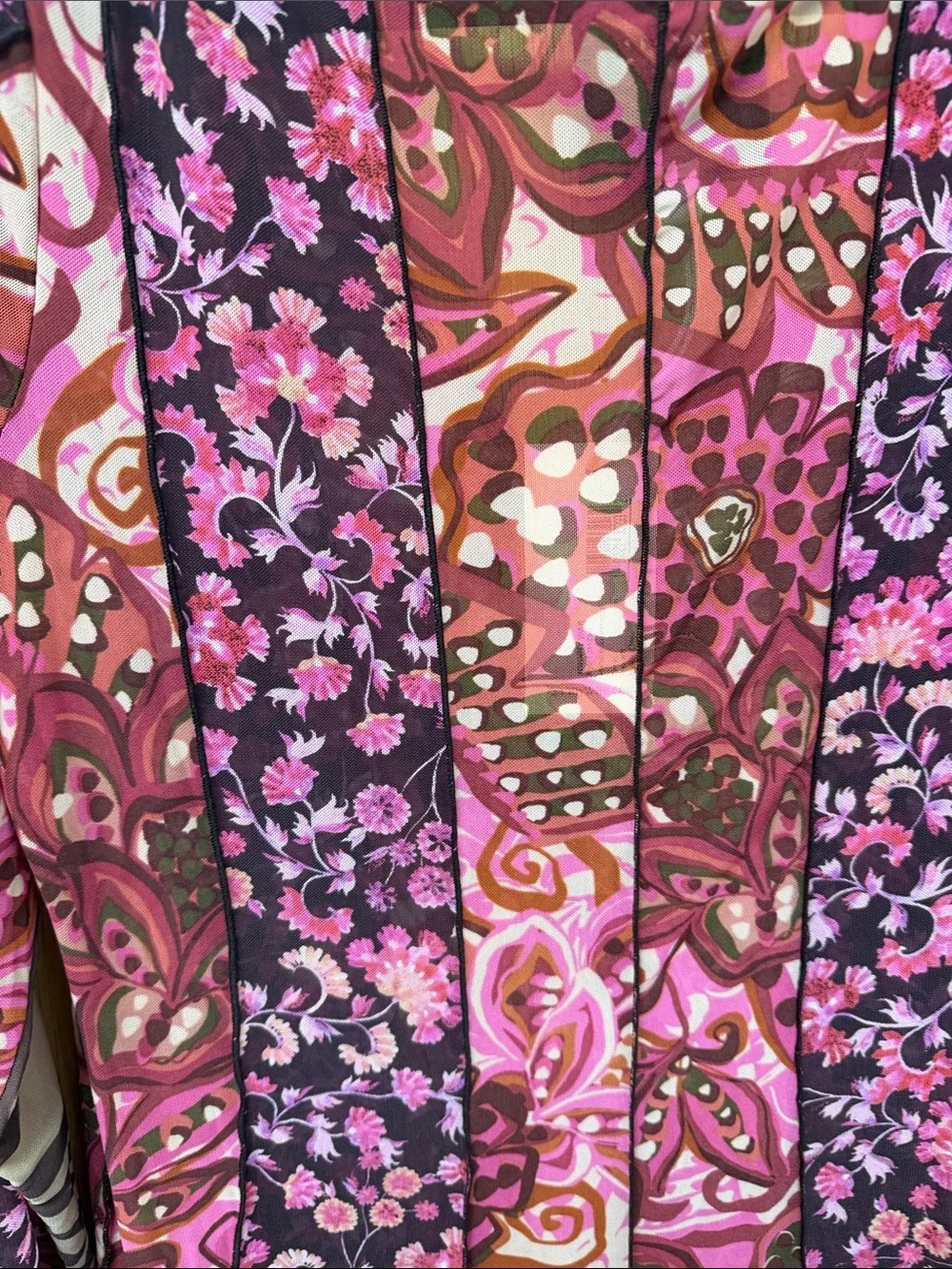 NWT Johnny Was Pink Multi-Print Floral Mesh Maxi Dress - Picture 5 of 7